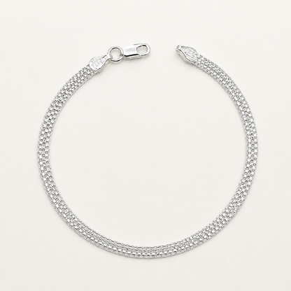 Silver Triple Box Plain Bracelet