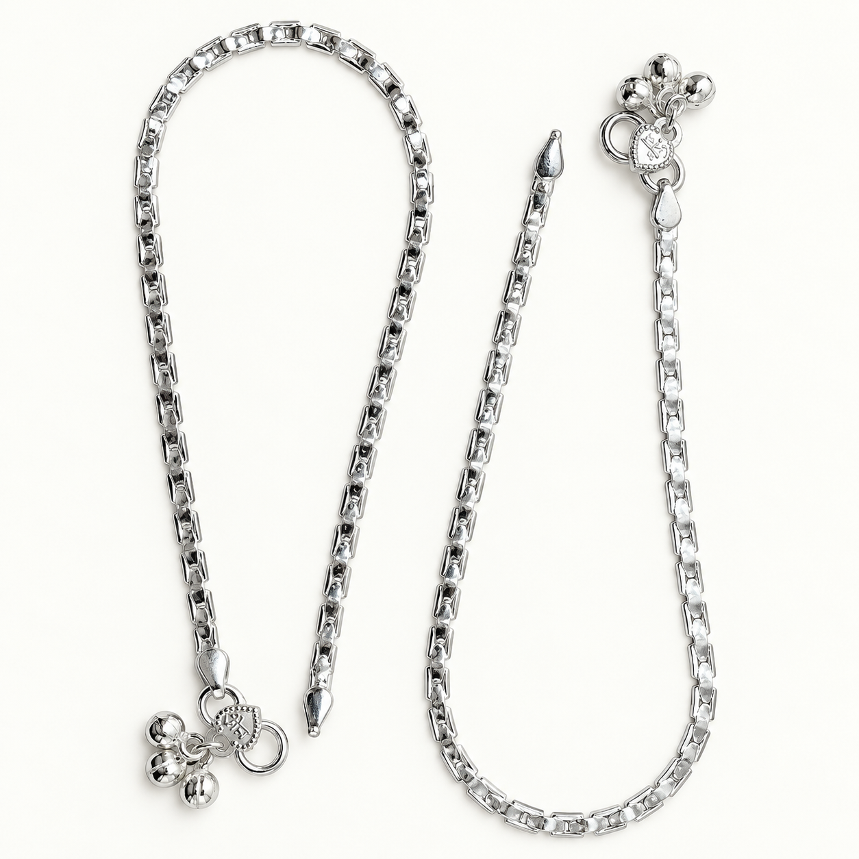 Silver Link Style Flat Anklet