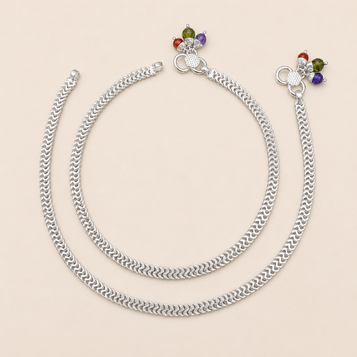Silver Modern Solid Anklet - Sleek & Durable
