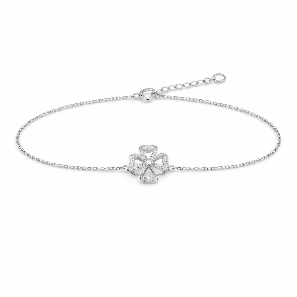 Pure 92.5 Silver Flower Bracelet