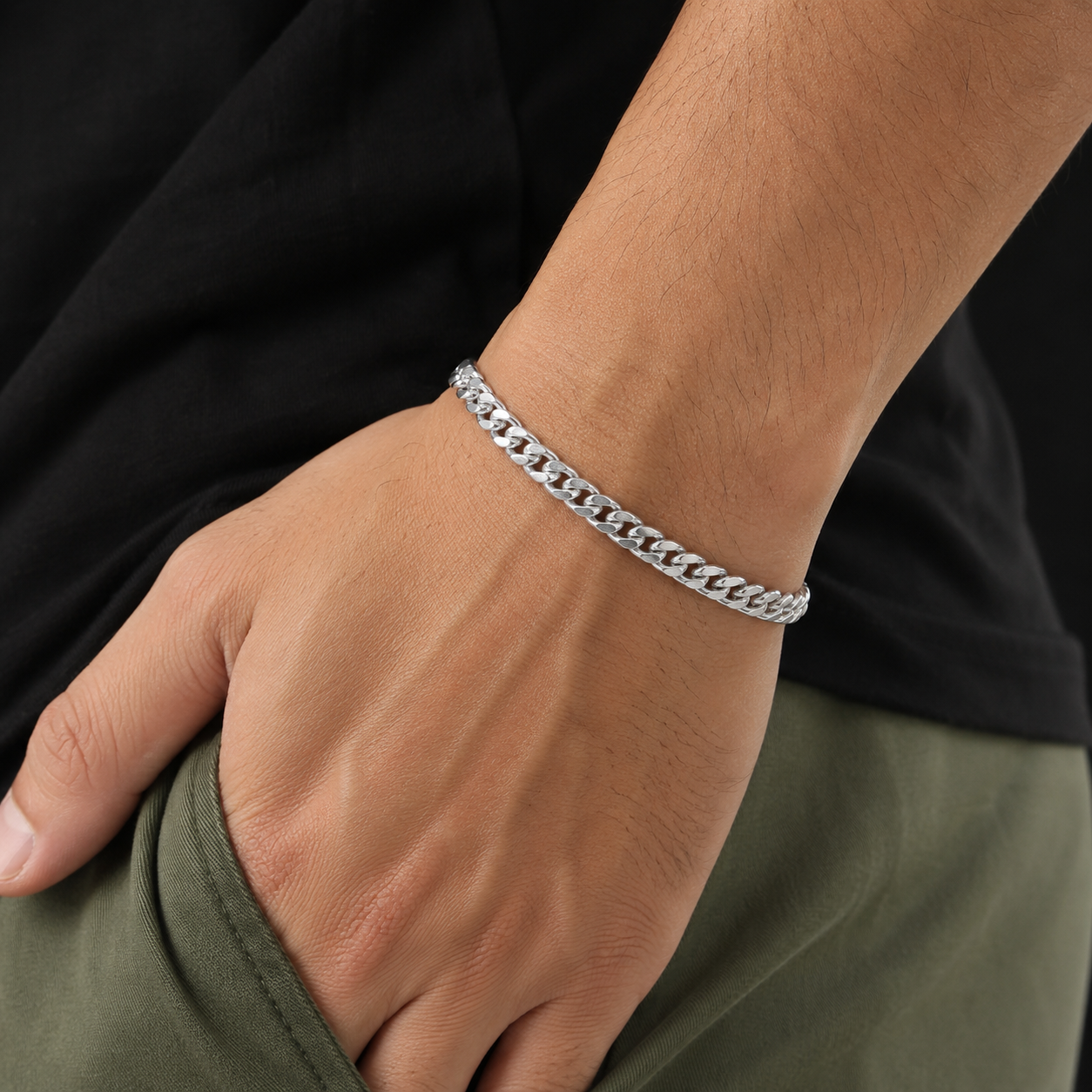 Silver Men Cuban Bracelet