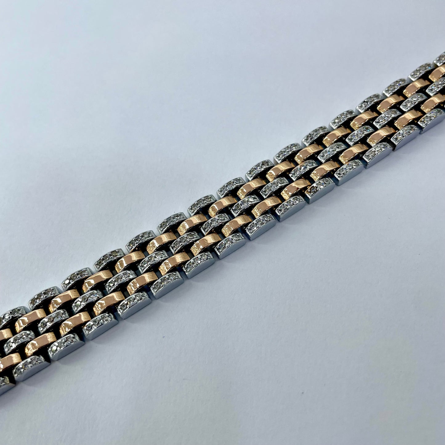 Silver Men Rose Gold Bracelet