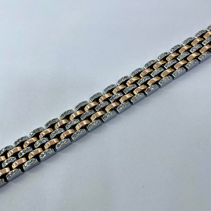 Silver Men Rose Gold Bracelet