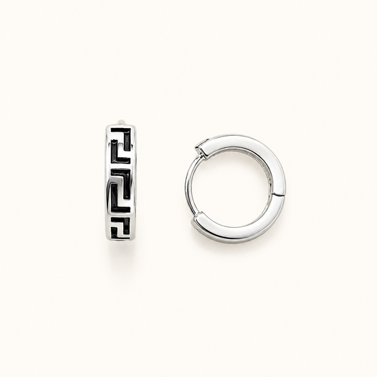 925 Silver Greek Style Black Meena Bali