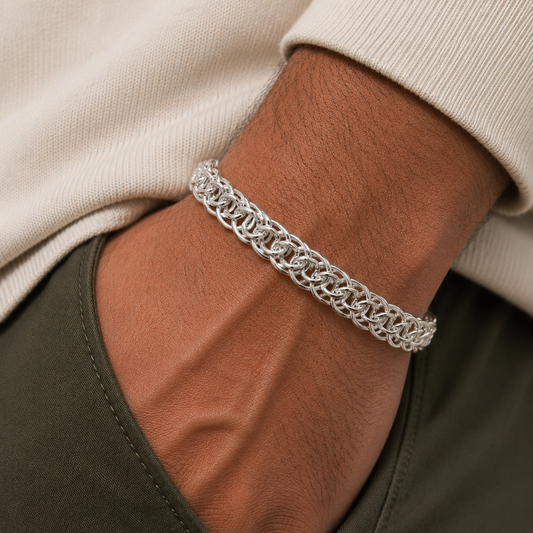 Silver Men Interlink Bracelet