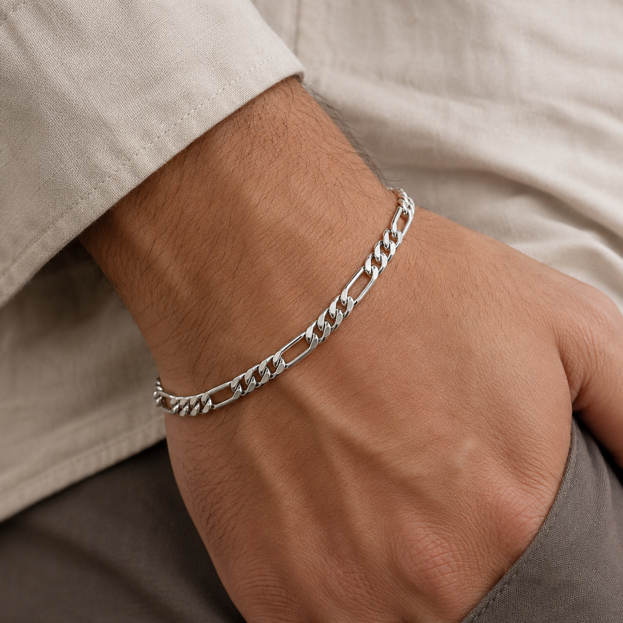 Silver Men Figaro Bracelet
