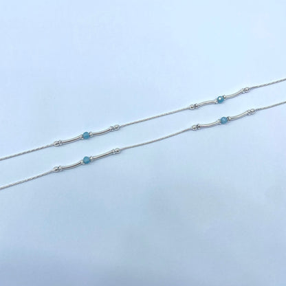 Firoja Beads Silver Anklet