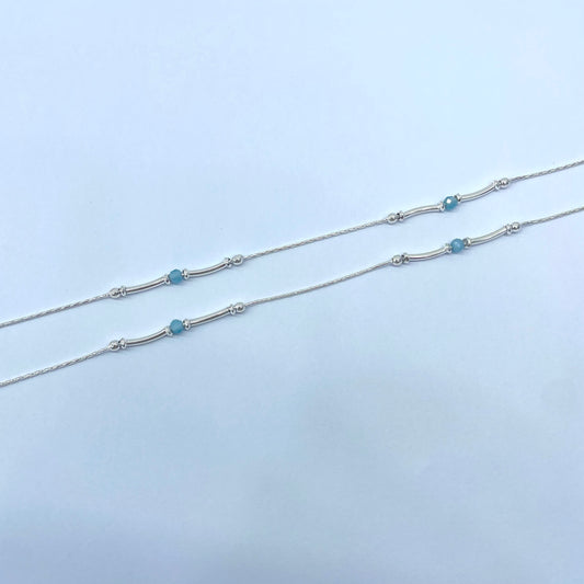 Firoja Beads Silver Anklet