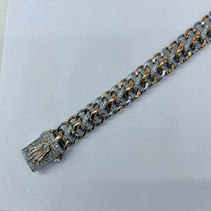 Silver Men Rose Gold Bracelet
