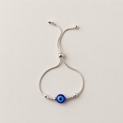 Silver Evil Eye Adjustable Bracelet