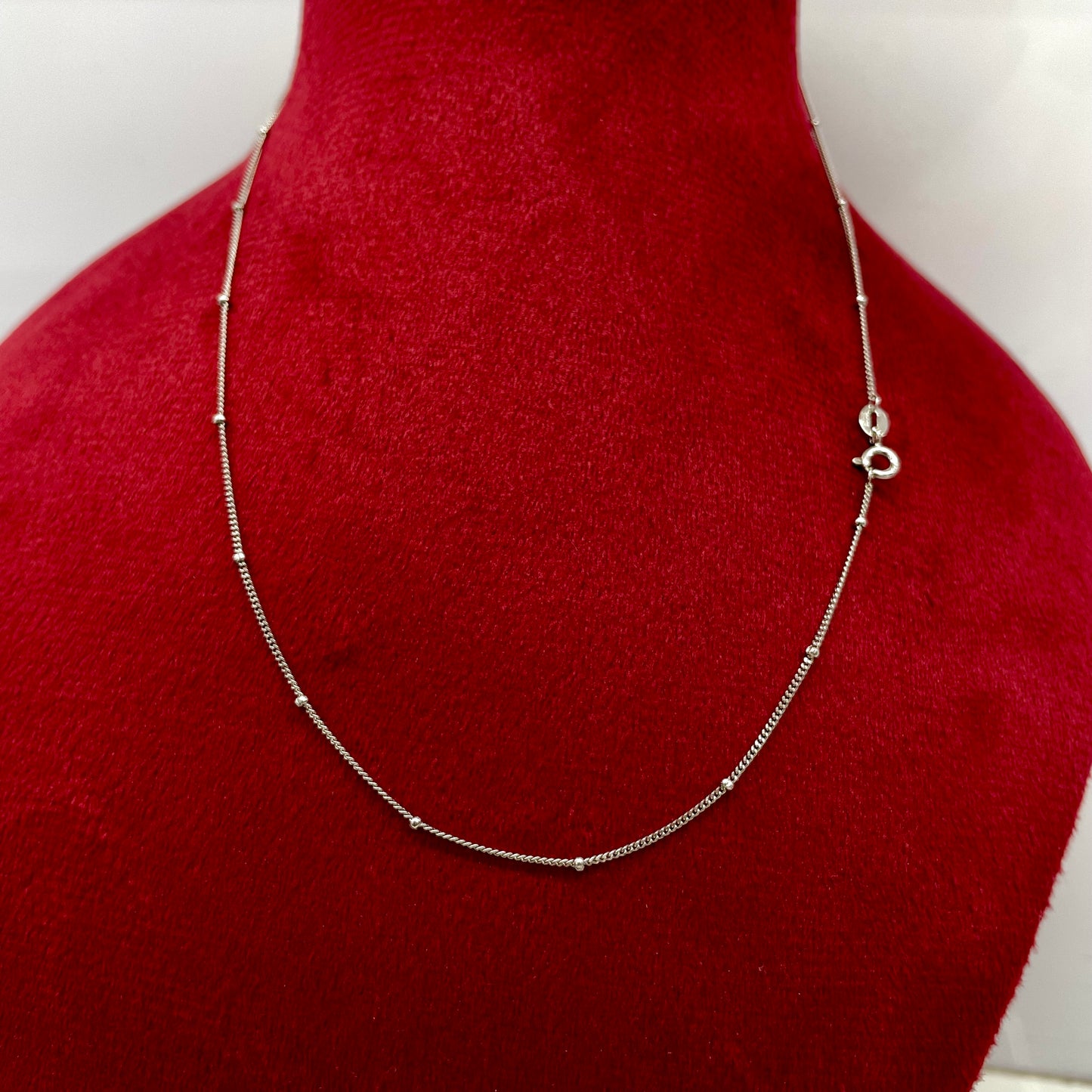 92.5 Pure Silver Rhodium Ladies Chain-Curb chain with Ball-Minimal And Elegant