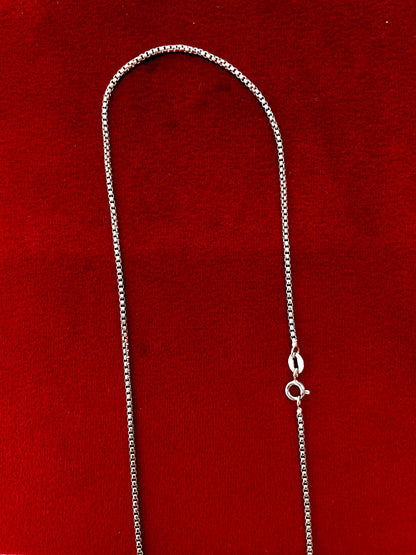 92.5 Pure Silver Rhodium Ladies Chain - Round Box Design - Durable and Stylish