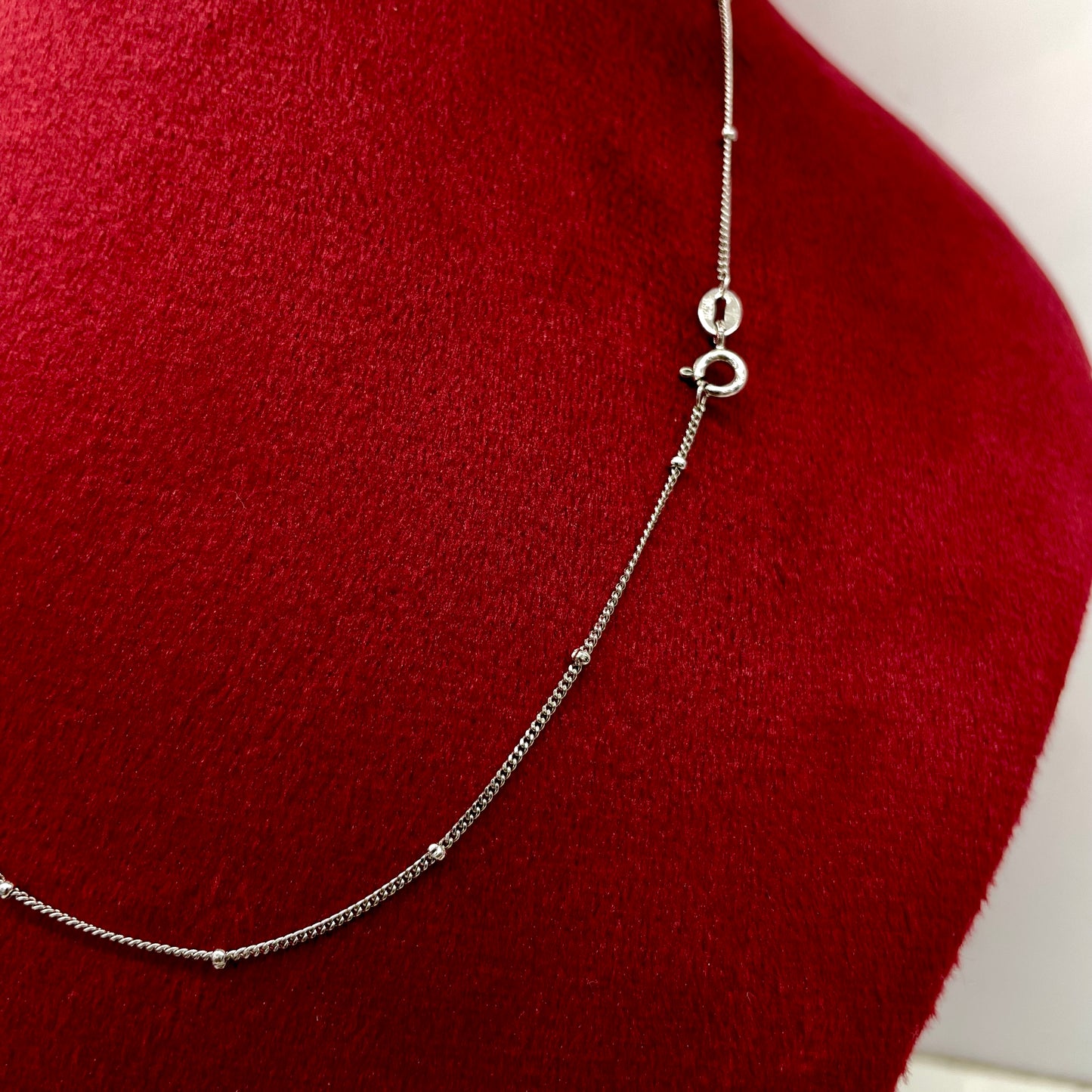 92.5 Pure Silver Rhodium Ladies Chain-Curb chain with Ball-Minimal And Elegant