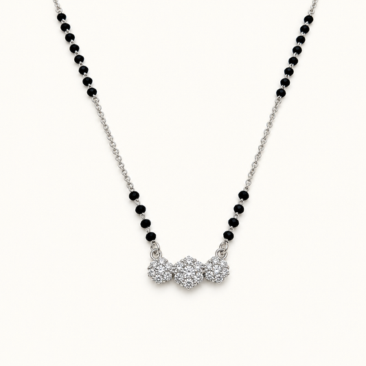 925 Silver Triple Star 7 Stone Mangalsutra