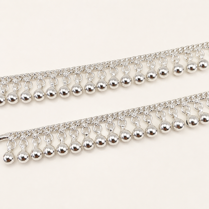 Silver Handmade Full Ghughru Payal For Kids