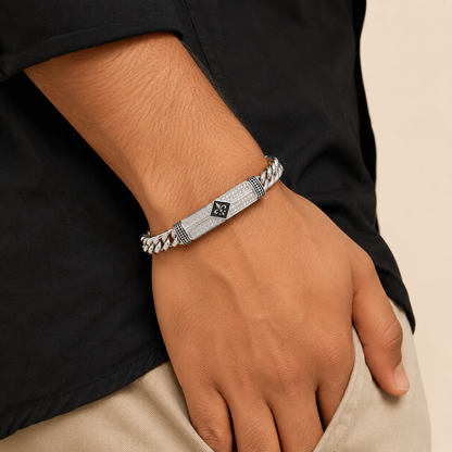 Silver Men Designer Cuban Bracelet