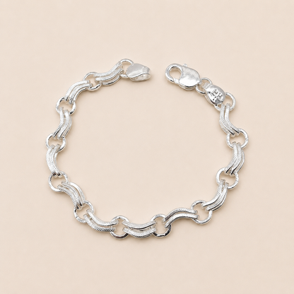 Silver Men Stylish Link Bracelet