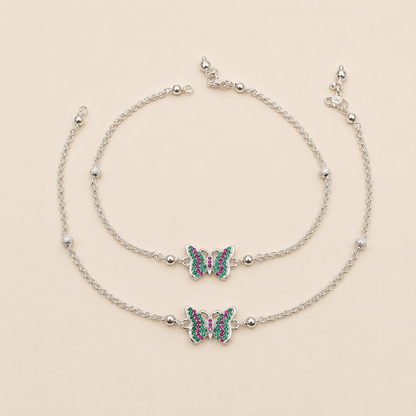 Silver Butterfly Designer Anklet For women