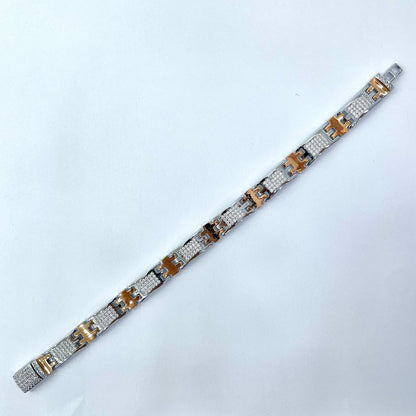 Silver Men Rose Gold Bracelet