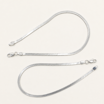 Silver Flat Snake Anklet - Trendy & Stylish