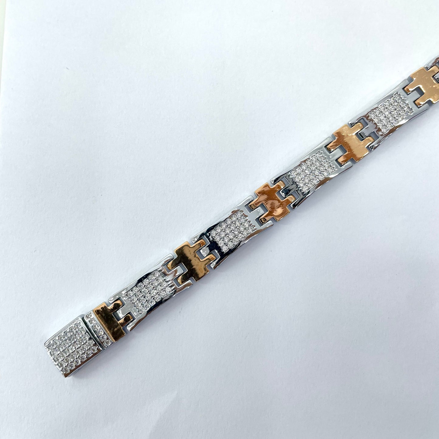 Silver Men Rose Gold Bracelet