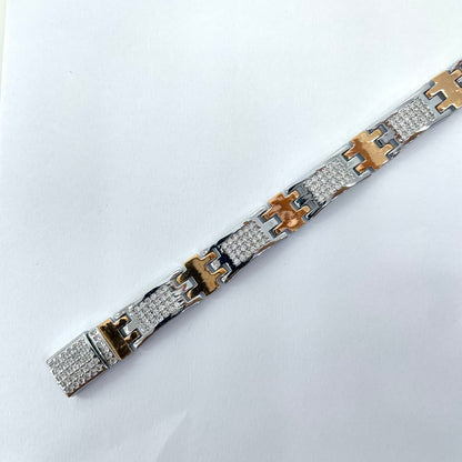 Silver Men Rose Gold Bracelet