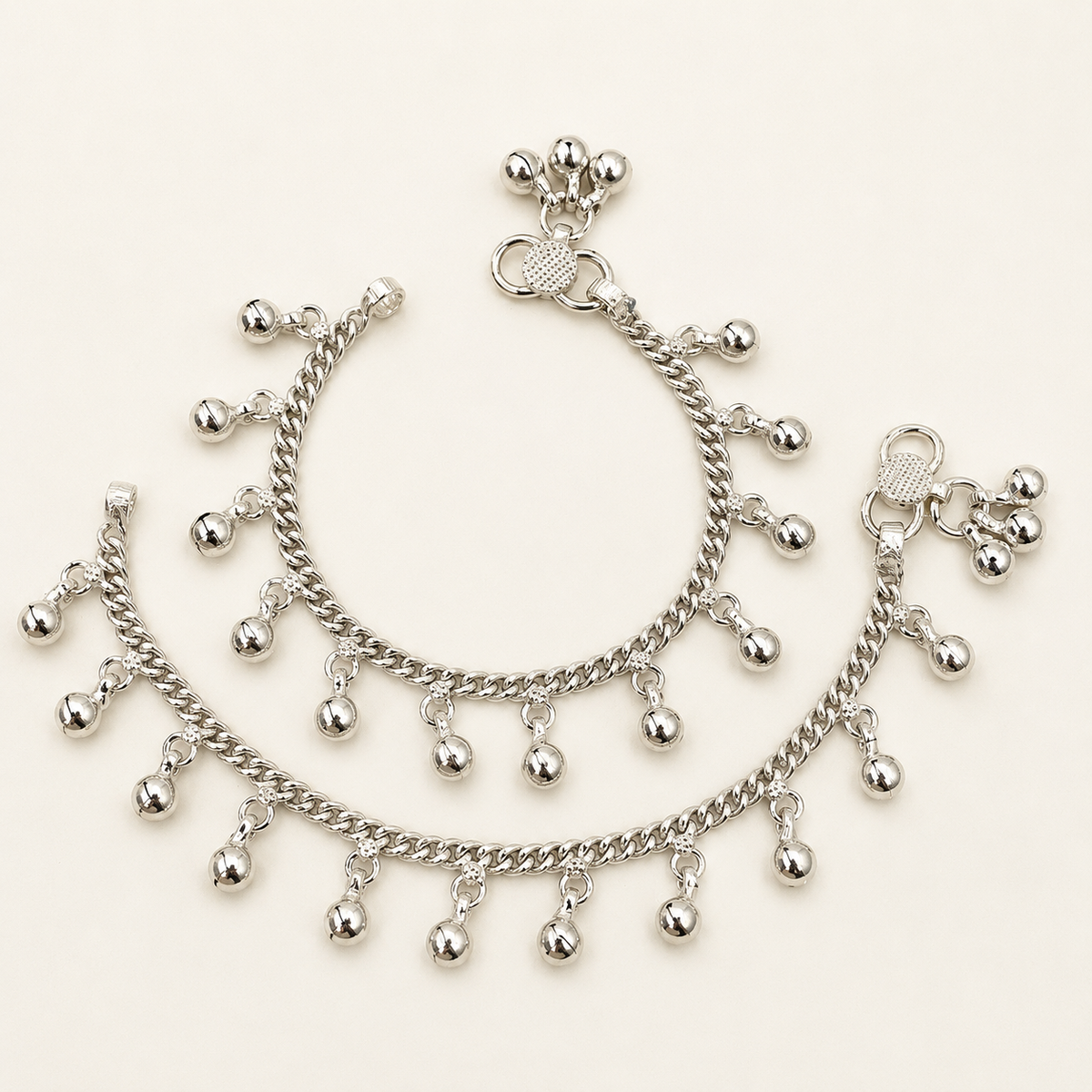 Silver Handmade Ghughru Payal for Kids