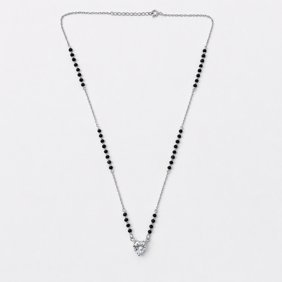 925 Silver Heart Shape Single Solitaire Mangalsutra
