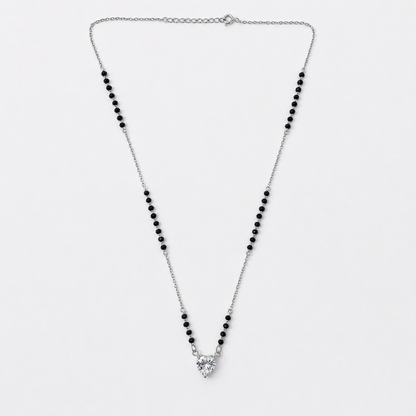 925 Silver Heart Shape Single Solitaire Mangalsutra