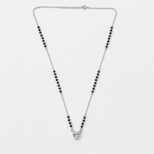925 Silver Heart Shape Single Solitaire Mangalsutra