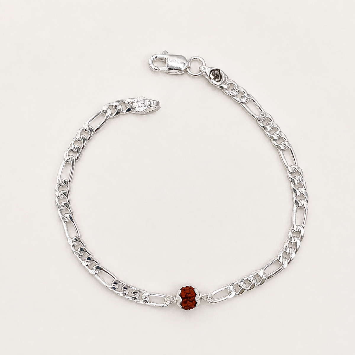 Silver Figaro Rudraksh Bracelet