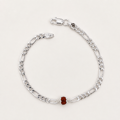 Silver Figaro Rudraksh Bracelet