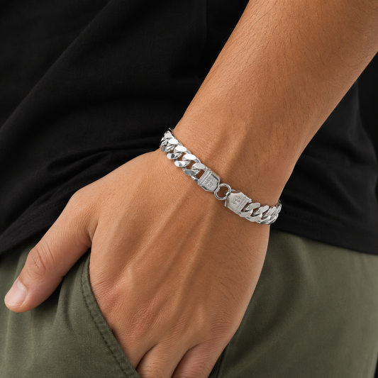 Silver Men Cuban Bracelet