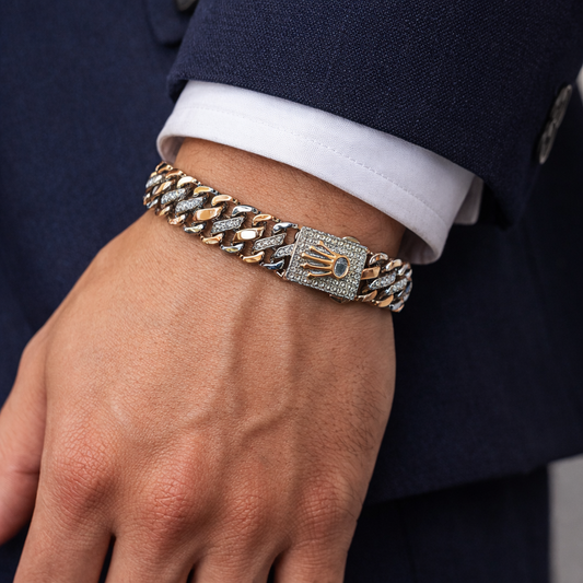 Silver Men Rose Gold Bracelet