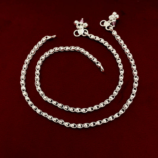 Silver Pinjara Anklet White