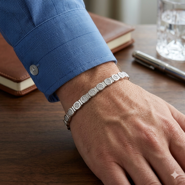 Silver Men Rhodium Fancy Bracelet