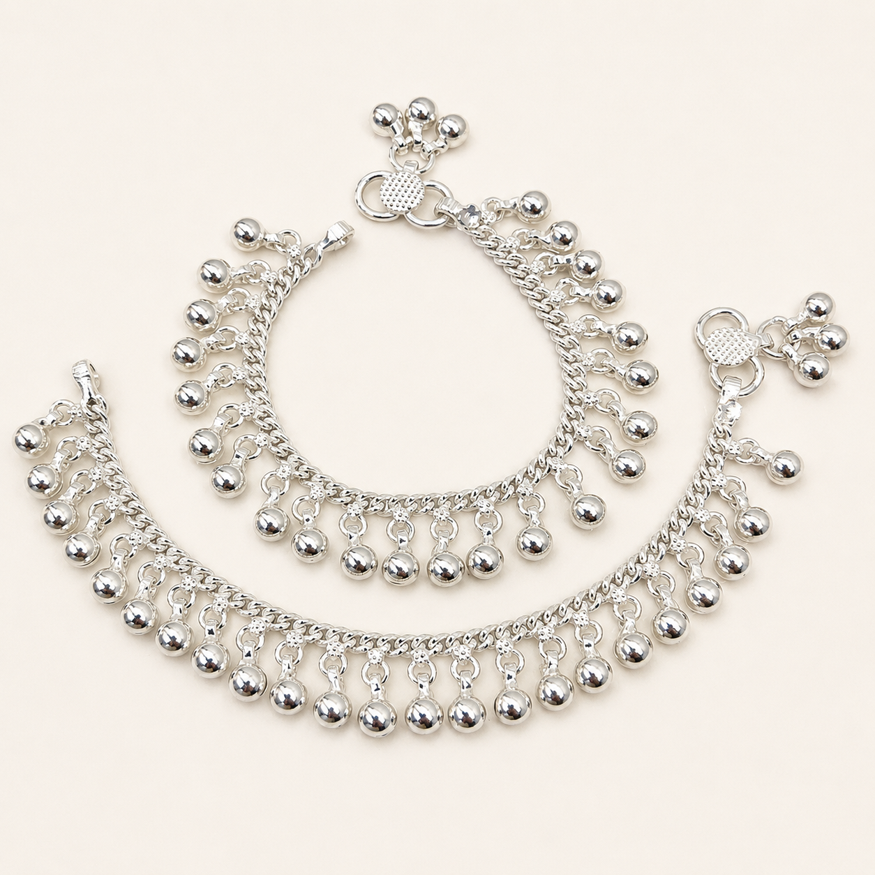 Silver Handmade Full Ghughru Payal For Kids