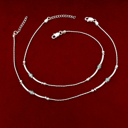 Firoja Beads Silver Anklet