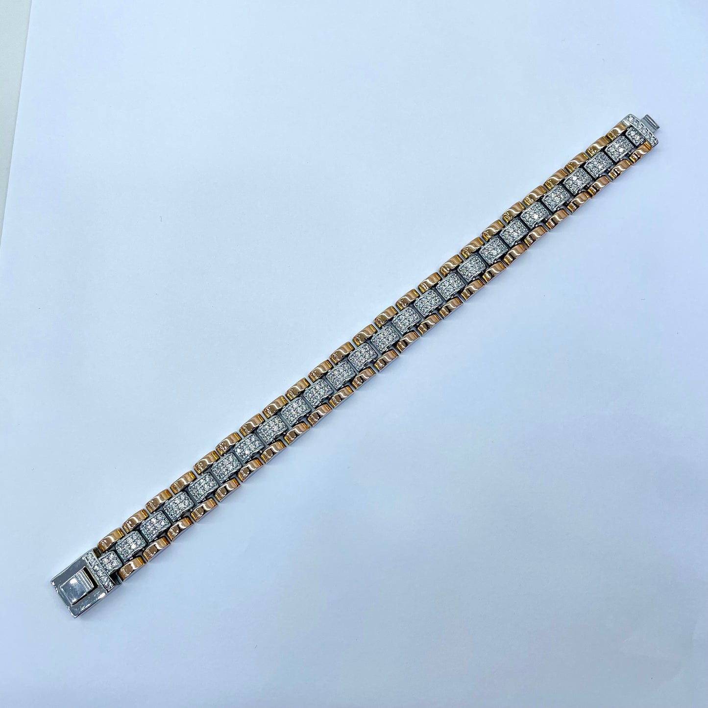 Silver Men Rose Gold Bracelet