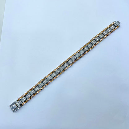 Silver Men Rose Gold Bracelet