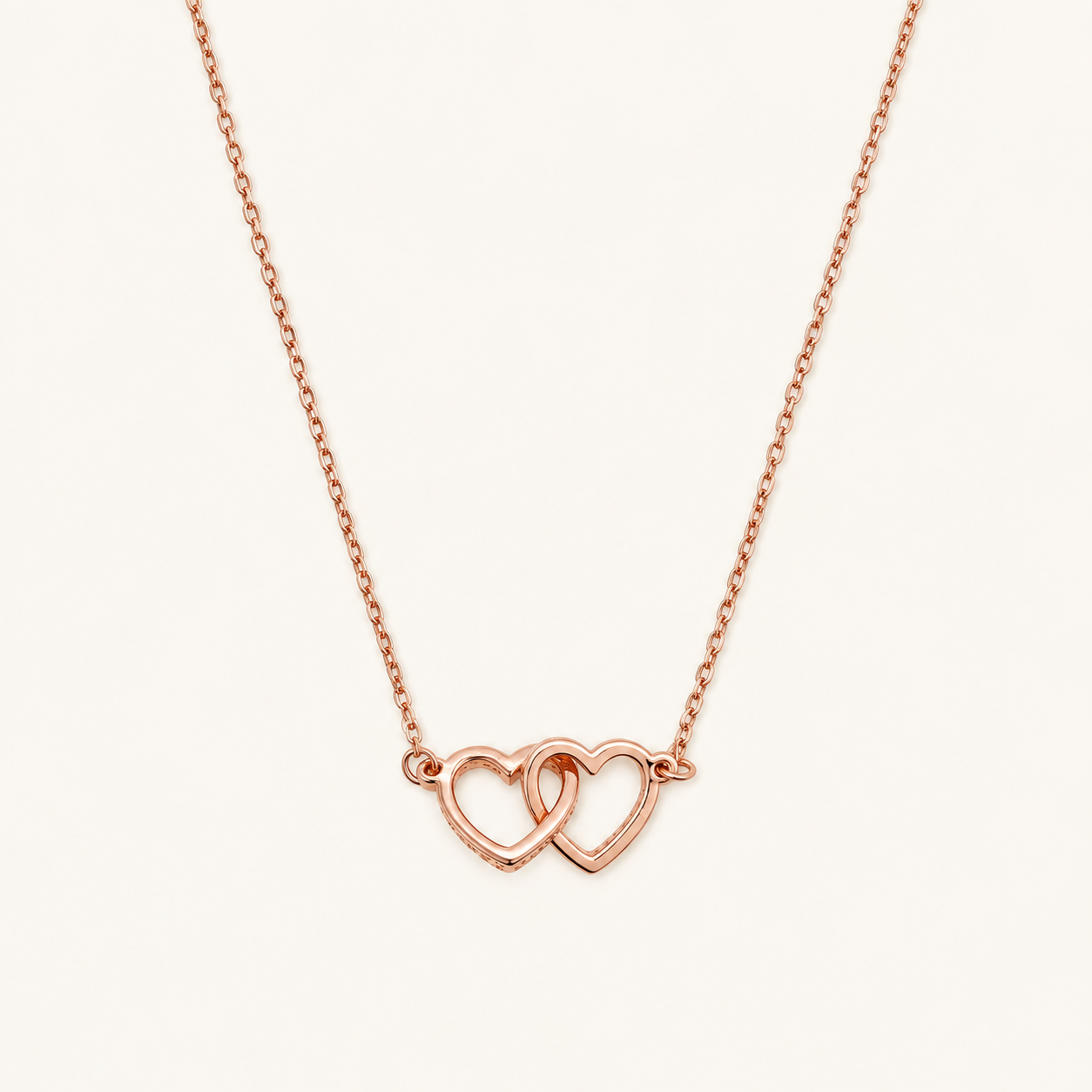 925Silver Rose Gold Free Style Hearts Chain Necklace