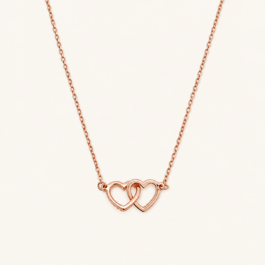 925Silver Rose Gold Free Style Hearts Chain Necklace