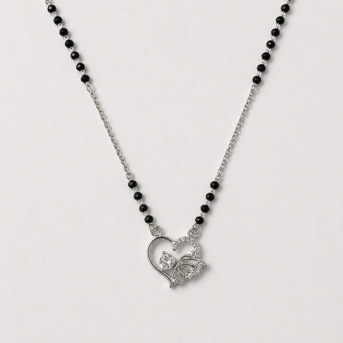 925 Silver Butterfly with Heart Mangalsutra