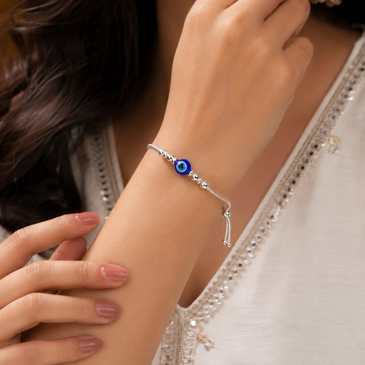 Silver Evil Eye Trendy Adjustable Bracelet