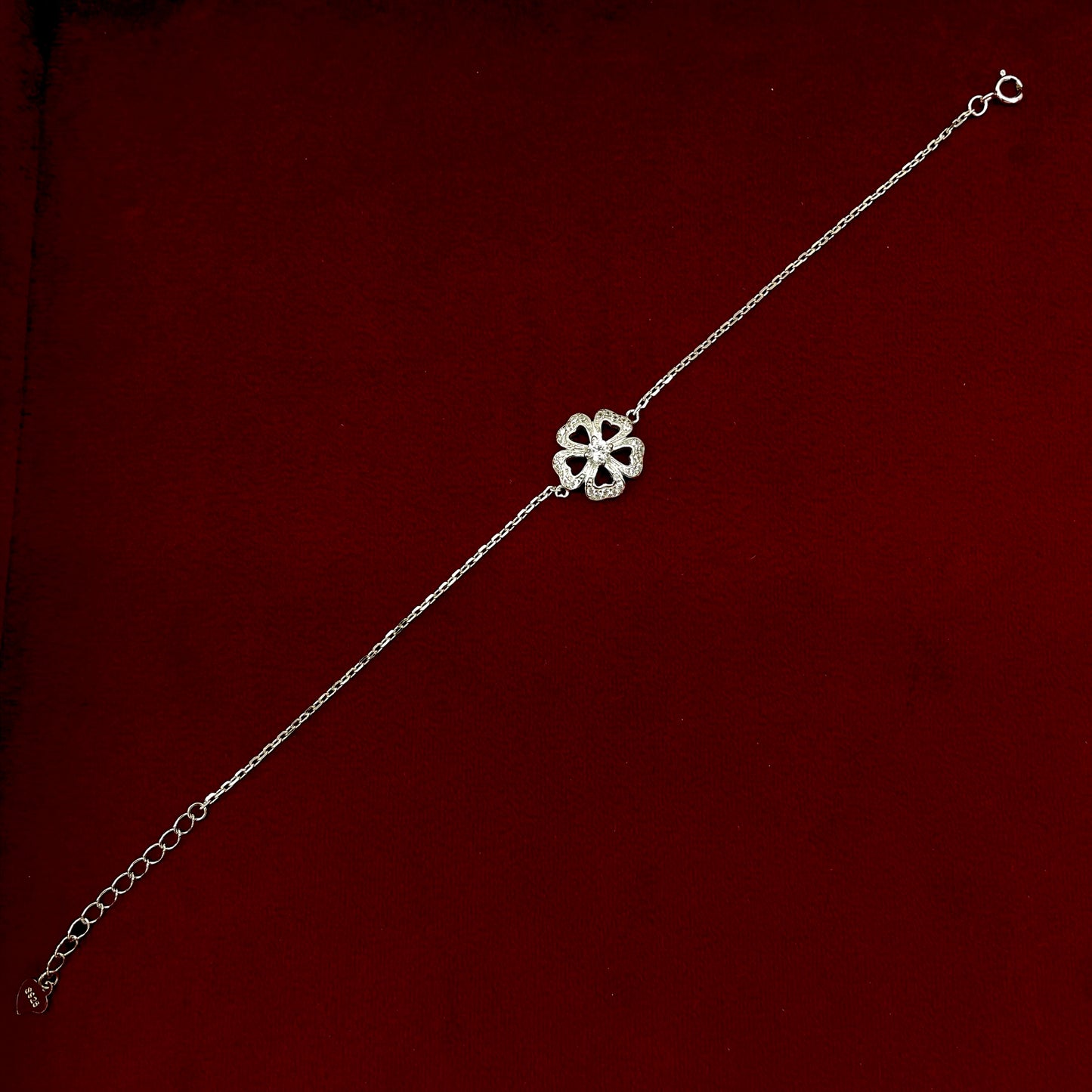Pure 92.5 Silver Flower Bracelet