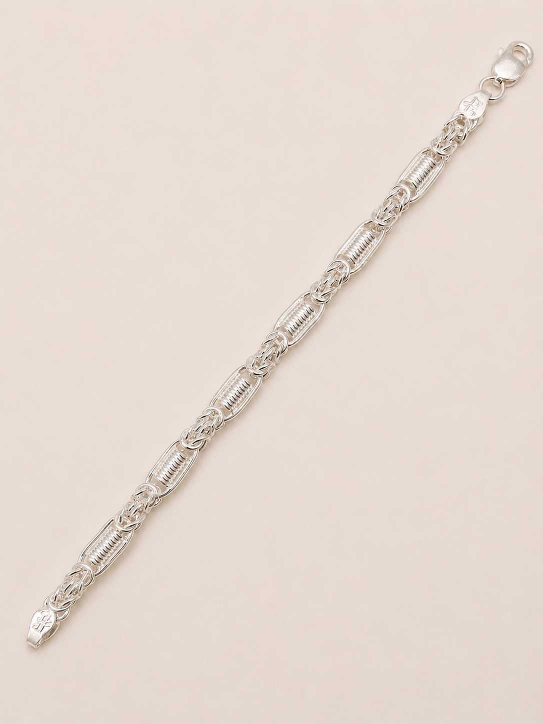 Silver Men Roman Link Bracelet
