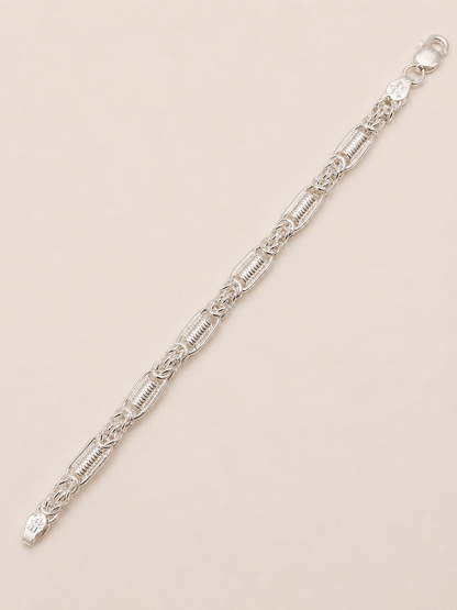 Silver Men Roman Link Bracelet
