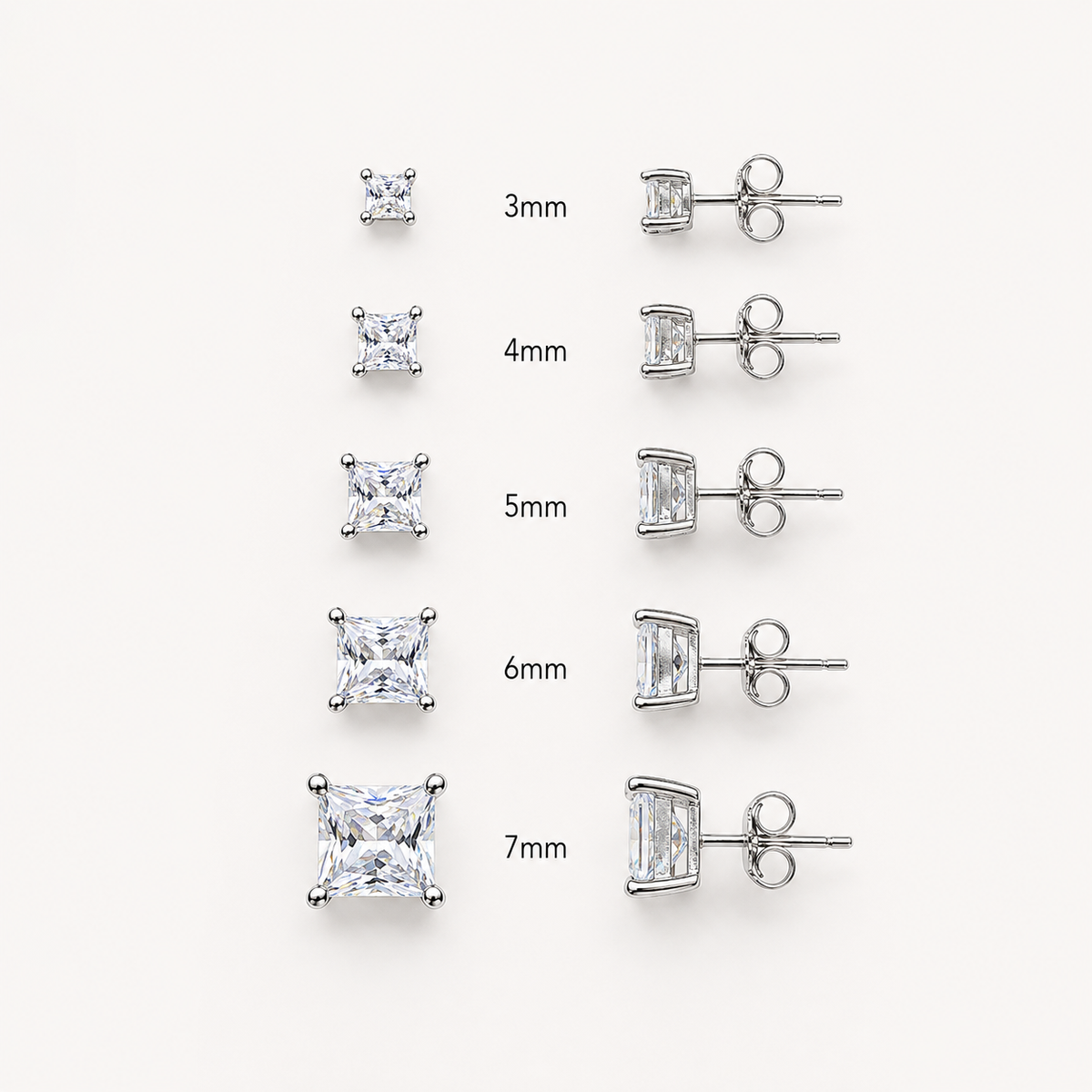 92.5 Silver Square Studs