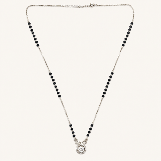 925 Silver Round Single stone with Infinity Mangalsutra