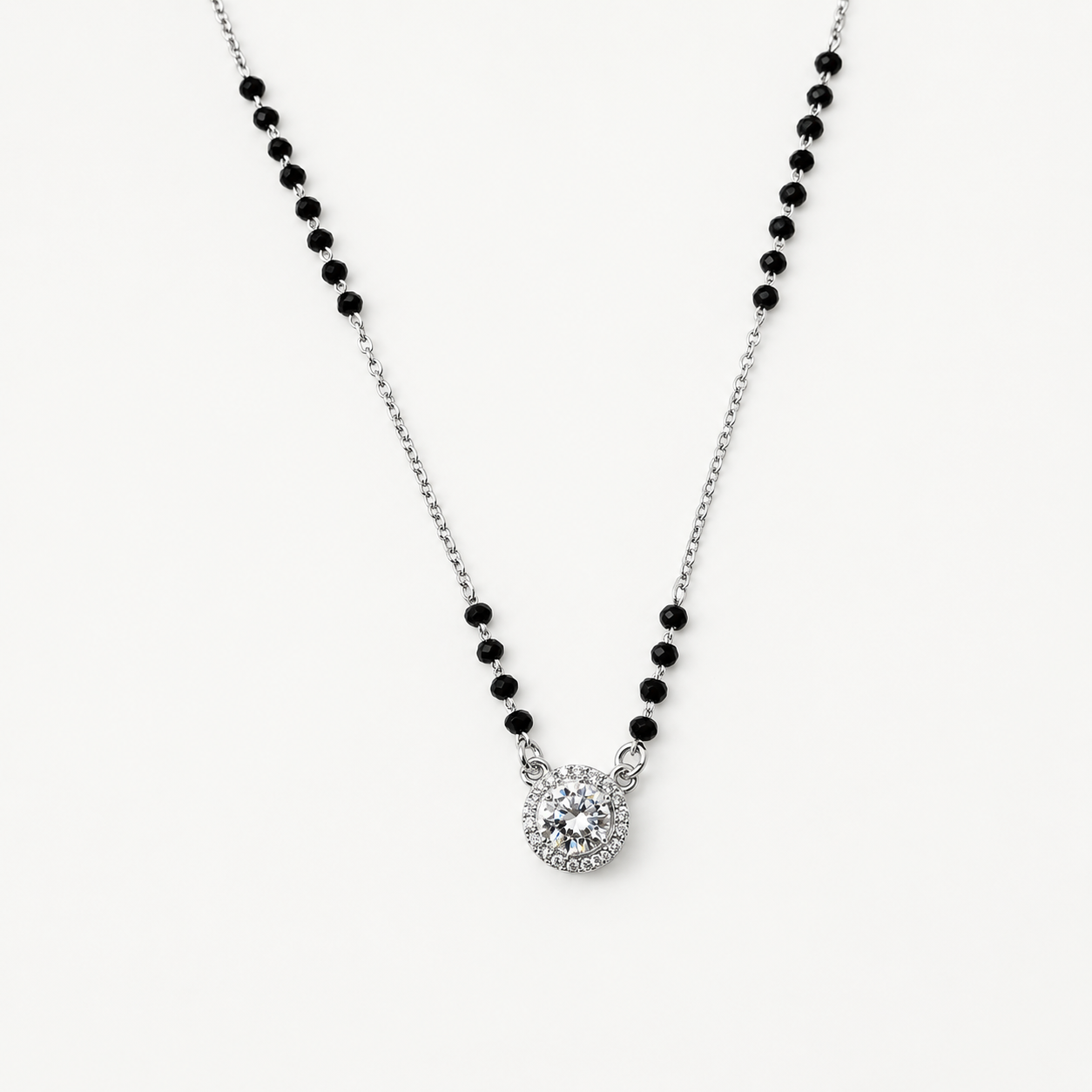 925 Silver Round Single Solitaire Mangalsutra